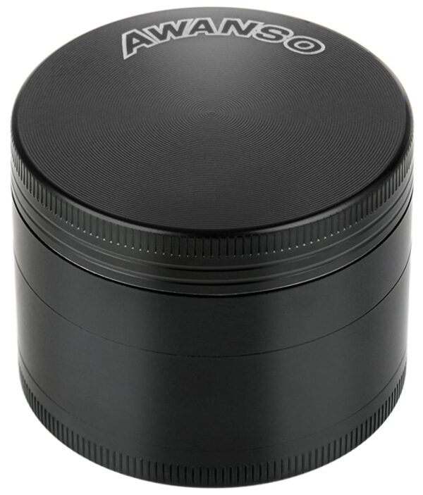 2" Grinder for Kitchen Spices, 3-Piece 4-Part Design, Screen-Free, Durable Zinc Alloy, Black