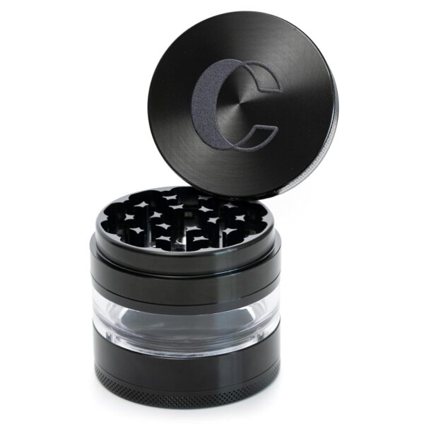 Clear Cut 4 Piece Herb Grinder – 2.75" Manual Dry Herb Grinder, Spice Mill with Transparent Storage Chamber & Diamond-Sharp Teeth, Aluminum Alloy, Portable, Easy-Clean Design