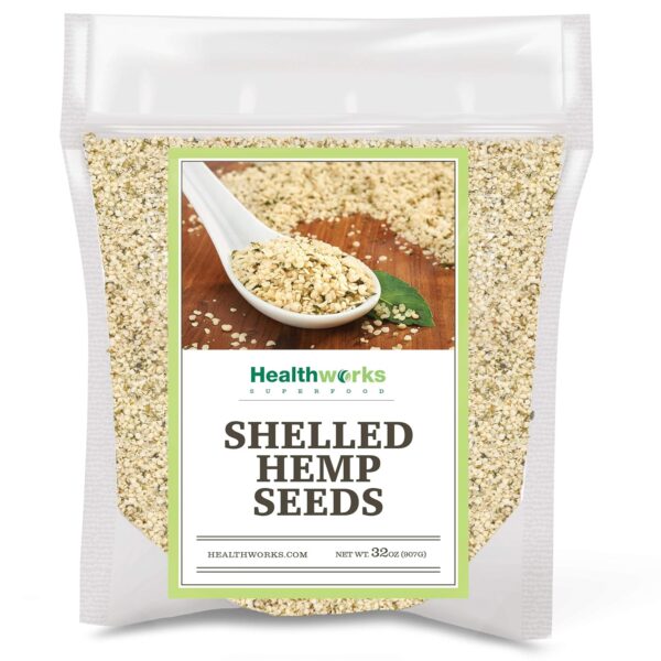 Healthworks Superfood Shelled/Hulled Hemp Seeds Canadian - 32 Oz / 2 Lbs - Premium & All-Natural - Contains Omega 3 & 6, Fiber and Protein - Packaging May Vary