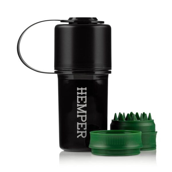 Hemper Keeper 3‑in‑1 Herb Grinder with Dual Storage Container - Smell‑Proof, Airtight & Water‑Resistant - Built‑In Removable Grinder, Dual Compartments for Flower & Ground -...
