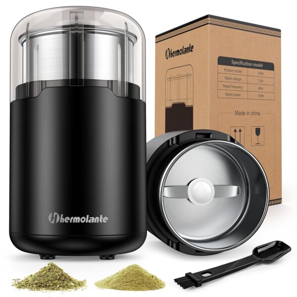 Herb Grinder, Spice Grinder, Coffee grinder, 150 w Electric Herb Grinder with Stainless Steel Blade and Cleaning Brush, Compact Size Electric Grinder for Herb Spices Coffee Nuts... Herb Grinder, Spice Grinder, Coffee grinder, 150 w Electric Herb Grinder with Stainless Steel Blade and Cleaning Brush, Compact Size Electric Grinder for Herb Spices Coffee Nuts...