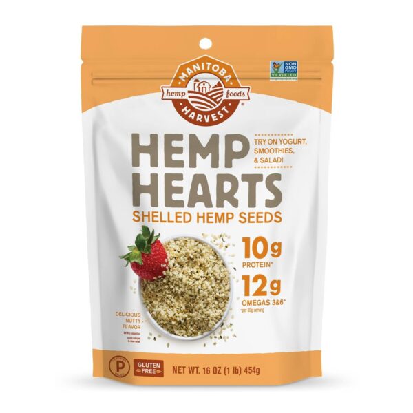 Manitoba Harvest Hemp Hearts, Shelled Hemp Seeds - 16oz - 10g Plant Protein & 12g Omega 3 & 6 per 30g serving - Easy to Digest with 9 Amino Acids - Gluten Free, Non-GMO Project...