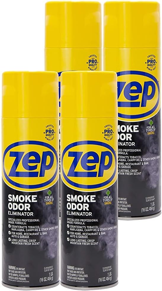 Zep Smoke Odor Eliminator Aerosol - 16 oz (Pack of 4) ZUSOE16 - Eliminate Cannabis (Marijuana) and Tobacco Odors